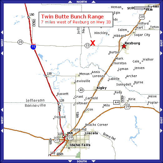 Map to the Twin Butte Bunch shooting range.